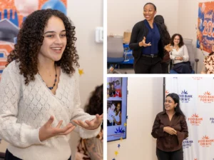Graduates of Food Bank For NYC’s inaugural Emerging Leaders Advocacy Council present their year-end advocacy campaigns at the Community Kitchen in Harlem.