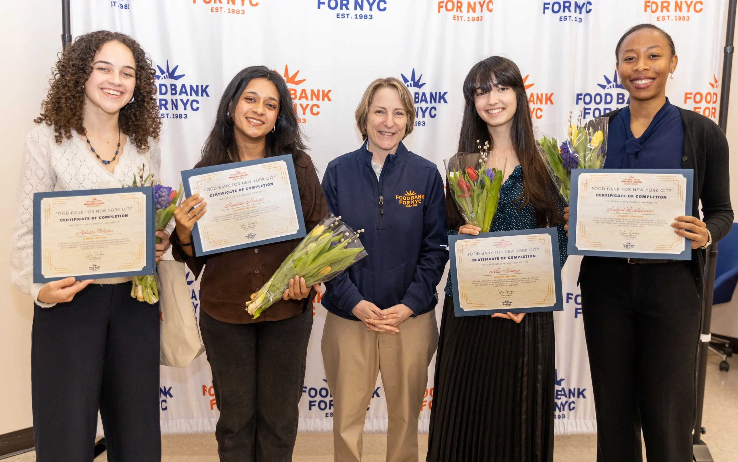 Food Bank For NYC President and CEO Leslie Gordon speaks with graduates of the inaugural Emerging Leaders Advocacy Council during the program’s graduation ceremony in Harlem.