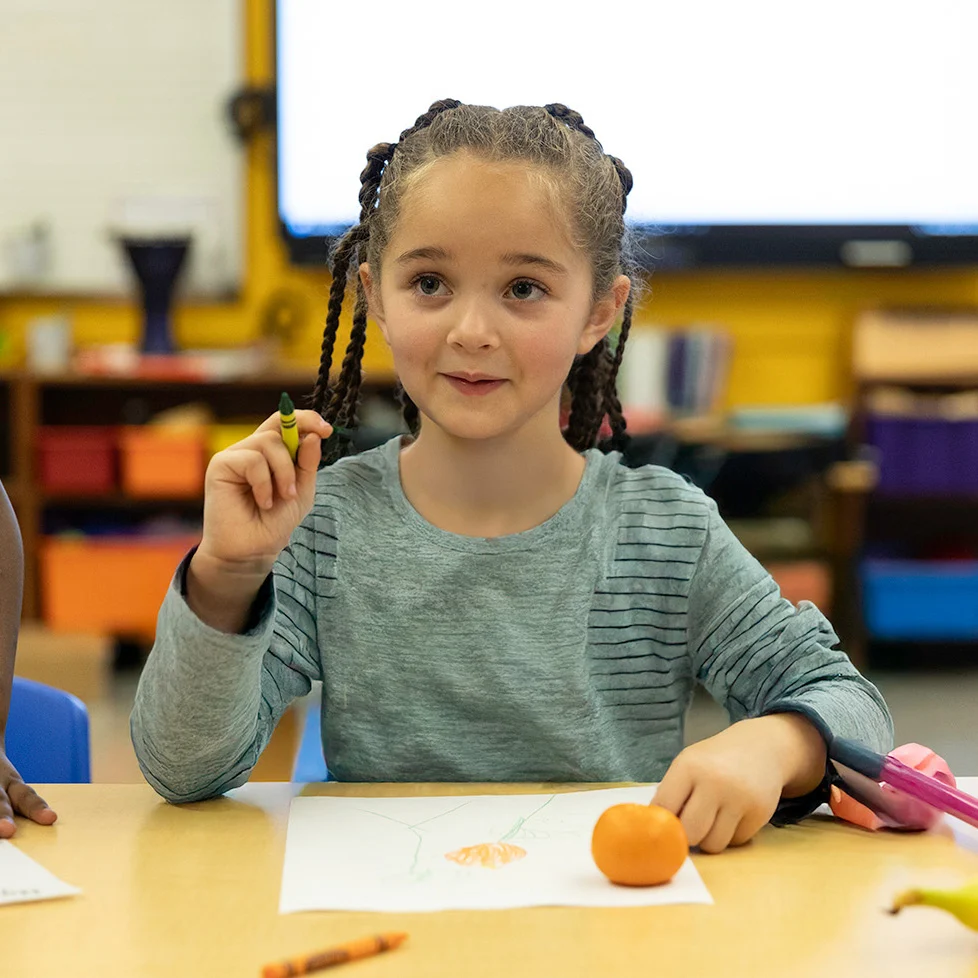 Girl with braids in classroom