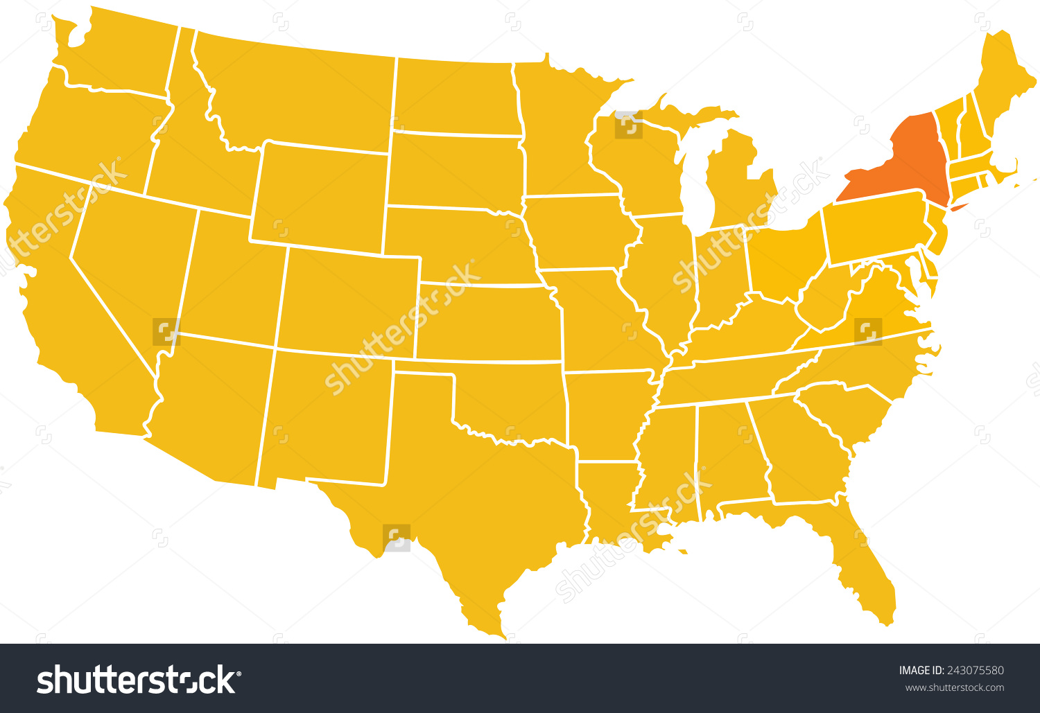 Stock Photo Map Of The Continental United States With The State Of